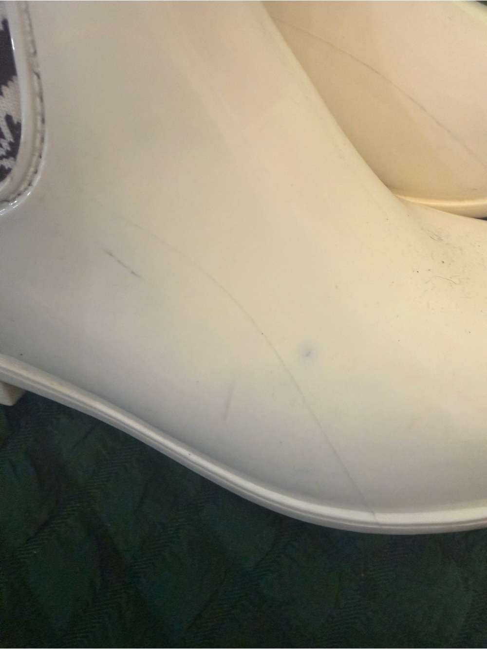 Coach White Rain Boots with Brown & White Signature Cuff - Picture 8 of 9